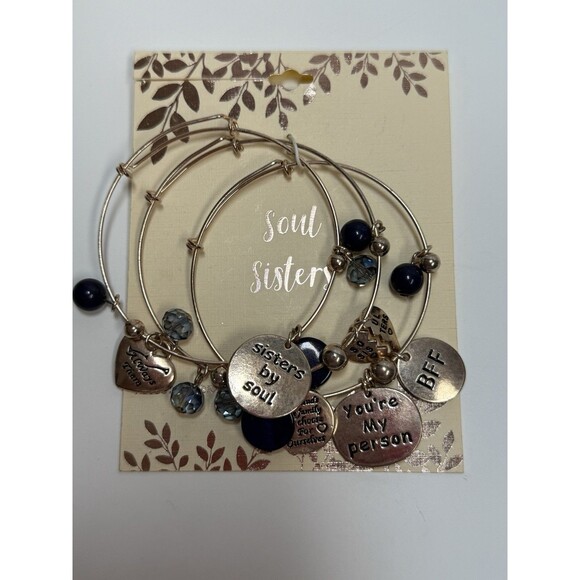 Kohl’s Soul Sisters Beaded Charm 3 Piece Bracelet Set New - Picture 1 of 7
